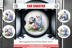 Morning Coffee Ghost Car Coaster Product Image 1