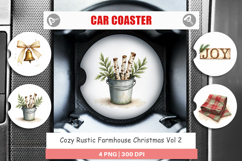 Rustic Farmhouse Christmas Car Coaster Product Image 1