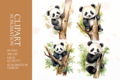 Watercolor panda sublimation clipart png Product Image 1