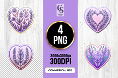 Lavender Floral Heart Clipart Sublimation PNG Product Image 1