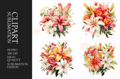 Spring flower bouquet watercolor clipart PNG Product Image 1