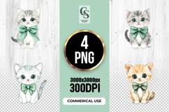 Cute Kitten Teal Bow Tie Clipart Sublimation PNG Product Image 1