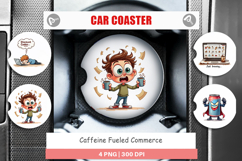 Caffeine Fueled Commerce Car Coaster Product Image 1