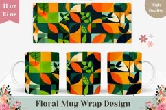 Abstract Mug Wrap Design, Floral Mug Sublimation Design Product Image 1