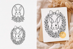 Easter Bunny svg, Easter Wreath, Easter svg, Line Art Product Image 1