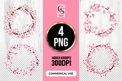 Floral Wreath Clipart Sublimation PNG Product Image 1