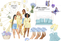 Hello Summer clipart, Ferris wheel carnival Hydrangea PNG Product Image 1