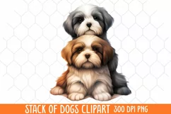 Stack Of Dogs Sublimation Clipart, Cute Puppy Clipart Product Image 1