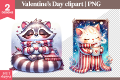 Valentines day clipart Cozy Animals Clipart Raccoon Kitten Product Image 1