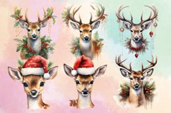 Watercolor Christmas Deer Sublimation Bundle, Christmas PNG Product Image 2