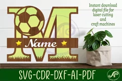 Football or Soccer Capital Monogram Letter M SVG Product Image 1