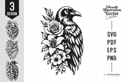 Floral Bird Silhouette SVG Product Image 1