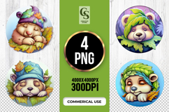 Cute Sleeping Bear Clipart Sublimation PNG Product Image 1