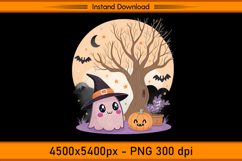 Cute Christmas Ghost Cat and Pumpkin Scene PNG Product Image 1
