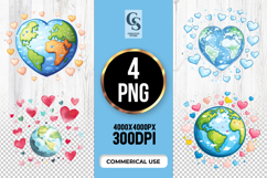 Heart Earth Planet Love World Clipart Sublimation PNG Product Image 1