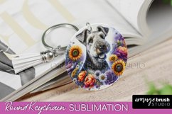 Airedale Terrier Keychain Dog Sublimation Floral PNG Product Image 1