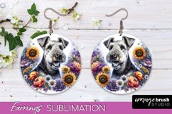 Airedale Terrier Earrings Dog Sublimation Floral PNG Product Image 1