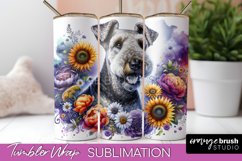 Airedale Terrier Floral Tumbler Wrap Dog Mom Product Image 1