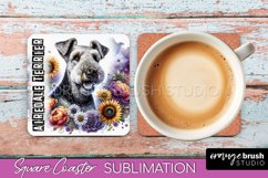 Dog Square Coaster - Dog Mom Floral Coaster Sublimation Product Image 1