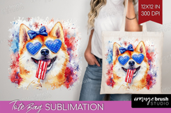 Akita Dog Tote Bag 4th Of July Tote Bag PNG Sublimation Product Image 1