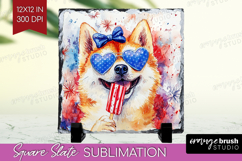 Akita Dog Slate PNG 4th Of July Square Slate Sublimation Product Image 1