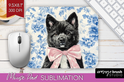 Akita Dog Mouse Pad Sublimation Blue Toile Mousepad PNG Product Image 1