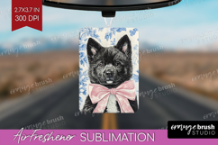 Akita Dog Air Freshener PNG Blue Toile PNG Sublimation Product Image 1