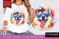Akita Dog Round Tshirt Background 4th Of July PNG Product Image 1
