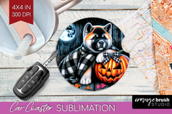 Akita Dog Car Coaster Halloween Coaster PNG Sublimation Product Image 1