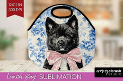 Akita Dog Lunch Bag Blue Toile Lunch Bug PNG Sublimation Product Image 1