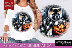 Akita Dog Round Tshirt Background Halloween PNG Sublimation Product Image 1