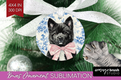 Akita Dog Ornament PNG Blue Toile PNG Sublimation Product Image 1