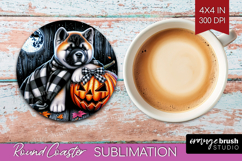 Akita Dog Round Coaster Halloween Coaster PNG Sublimation Product Image 1