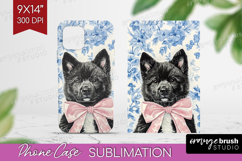 Akita Dog Phone Case PNG Blue Toile Case PNG Sublimation Product Image 1