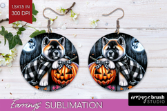 Akita Dog Round Earrings Halloween PNG Sublimation Product Image 1