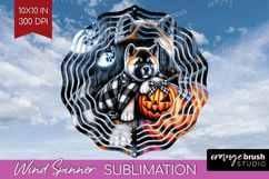 Akita Dog Wind Spinner Sublimation PNG Halloween Round Product Image 1