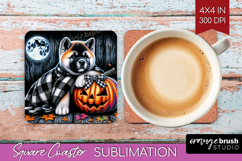 Akita Dog Square Coaster Halloween Coaster PNG Sublimation Product Image 1