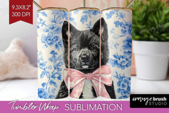 Akita Dog Tumbler Wrap Blue Toile Tumbler PNG Sublimation Product Image 1