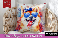 Akita Dog Pillow Sublimation 4th Of July Pillow Cover PNG Product Image 1