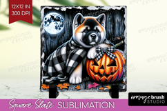 Akita Dog Slate PNG Halloween Square Slate Sublimation Product Image 1