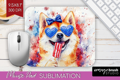 Akita Dog Mouse Pad Sublimation 4th Of July Mousepad PNG Product Image 1