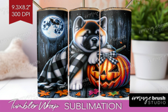 Akita Dog Tumbler Wrap Halloween Tumbler PNG Sublimation Product Image 1