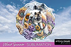 Akita Wind Spinner Dog Sublimation Floral PNG Product Image 1
