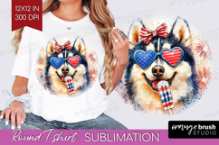 Alaskan Malamute Dog Round Tshirt Background 4th Of July PNG Product Image 1