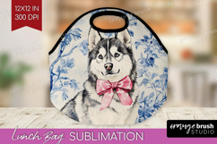 Alaskan Malamute Dog Lunch Bag Blue Toile Lunch Bug PNG Product Image 1