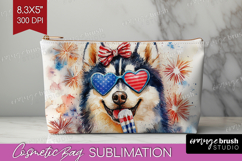 Alaskan Malamute Dog Cosmetic Bag 4th Of July Makeup Bag PNG Product Image 1