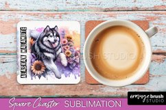 Dog Square Coaster - Dog Mom Floral Coaster Sublimation Product Image 1