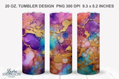 Alcohol Ink Tumbler Wrap | 20oz Tumbler Purple Gold Blue Product Image 1