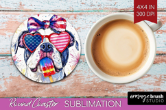 American Bulldog Dog Round Coaster 4th Of July Coaster PNG Product Image 1