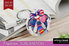 American Bulldog Dog Keychain PNG 4th Of July Keychain Product Image 1